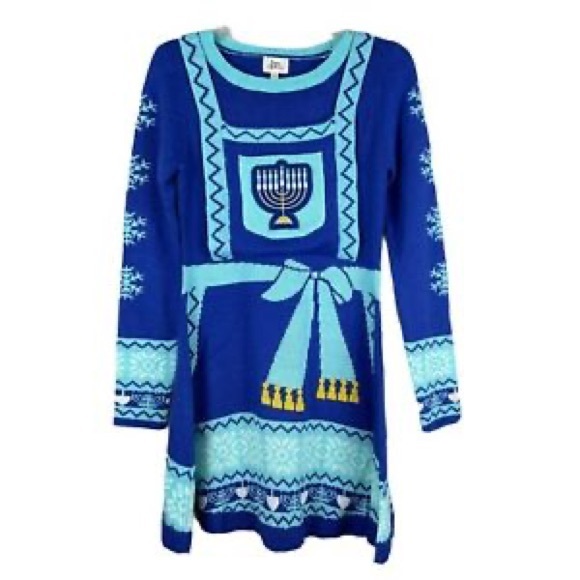 Born Famous Women’s Ugly Hanukkah Sweater Dress Sizes XS, S, XL, NEW-WITH-TAG - Picture 3 of 6